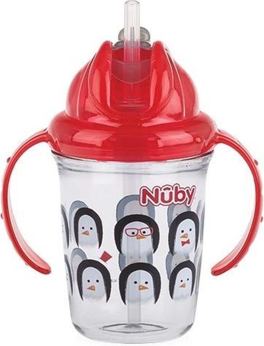 Nuby Flip-it Antilekbeker Tritan 240ml Rood 12m+