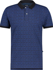 Haze&Finn Polo Korte Mouw Navy Blauw (MC15-0310 - Navy-AzurBlue3DGraphic)