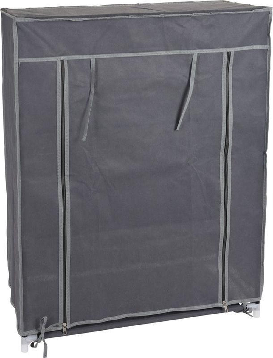3x stuks mobiele opvouwbare kledingkasten/garderobekasten met grijze hoes 80 x 60 cm - Camping/zolder kasten - Opvouwbare kasten