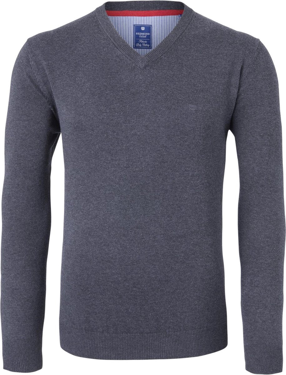 Redmond heren trui katoen - V-hals - antraciet -  Maat: 4XL