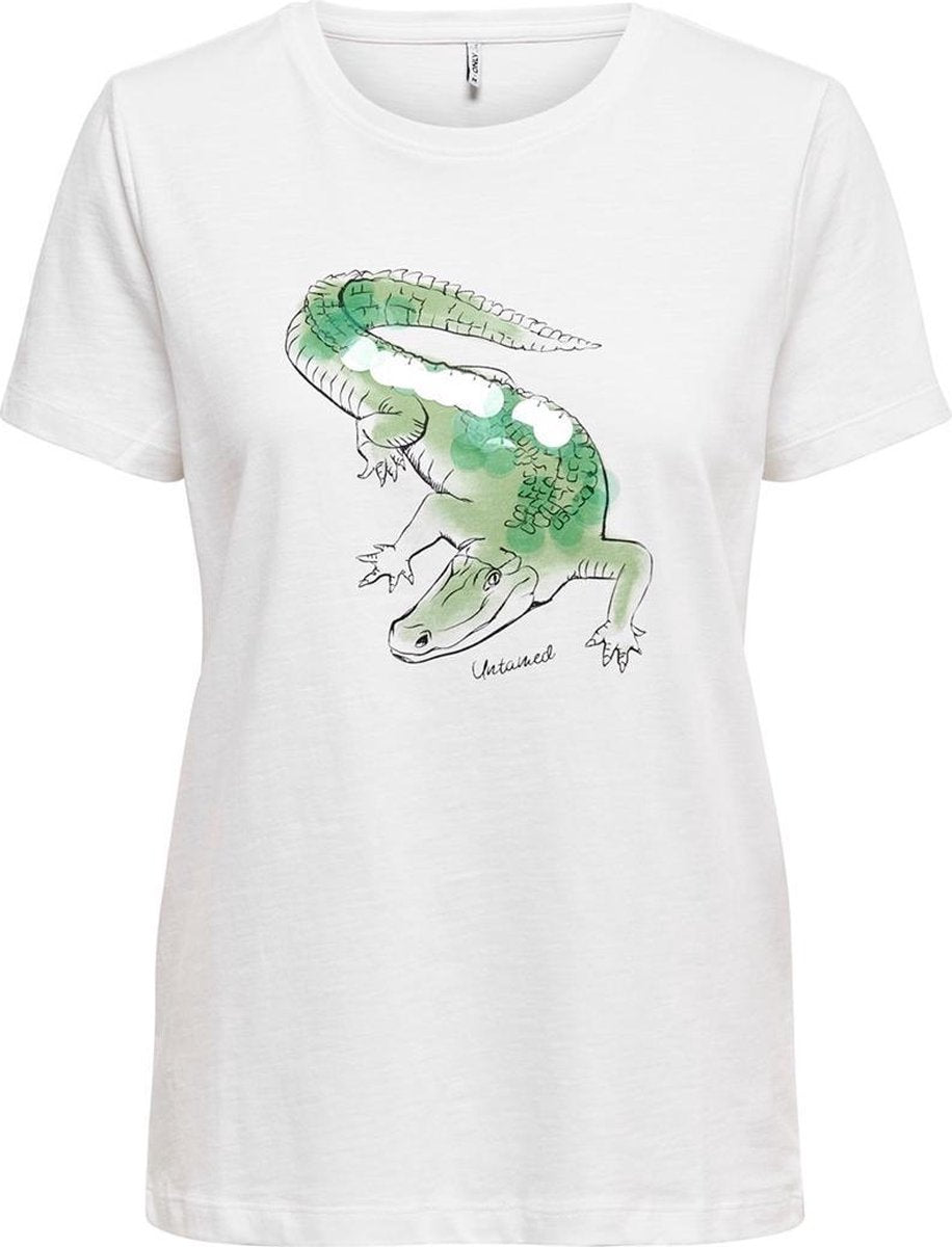 Onlcaty Life Reg S/s Animal Top Box 15199846 Bright White/crocodile
