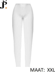 DAMES LEGGING - HIGH WAIST - KATOEN - BASIC - WIT -  RECHTE PIJP - MAAT XXL