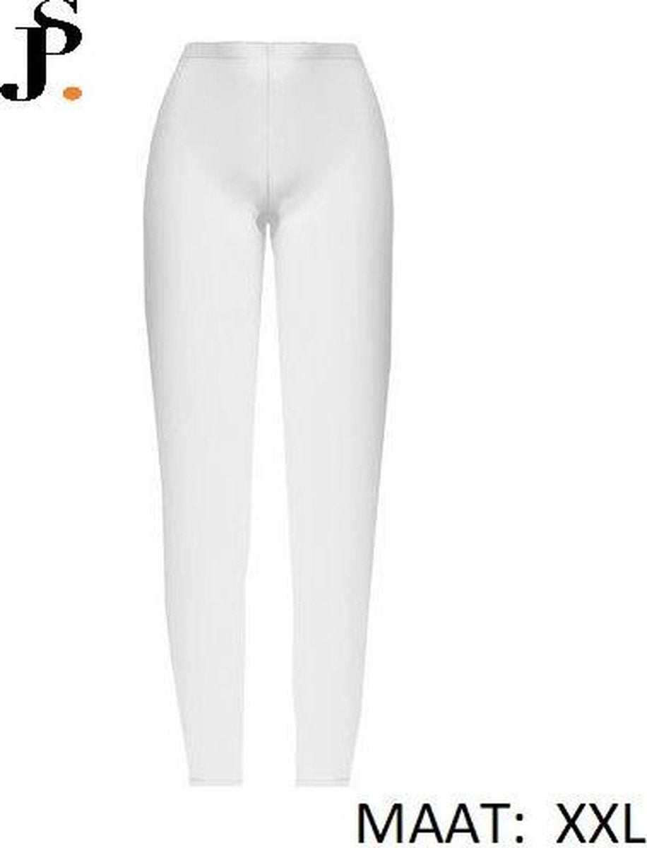 DAMES LEGGING - HIGH WAIST - KATOEN - BASIC - WIT -  RECHTE PIJP - MAAT XXL