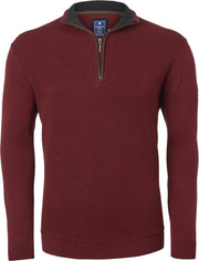 Redmond heren trui katoen - schipperstrui met rits - warm rood -  Maat M