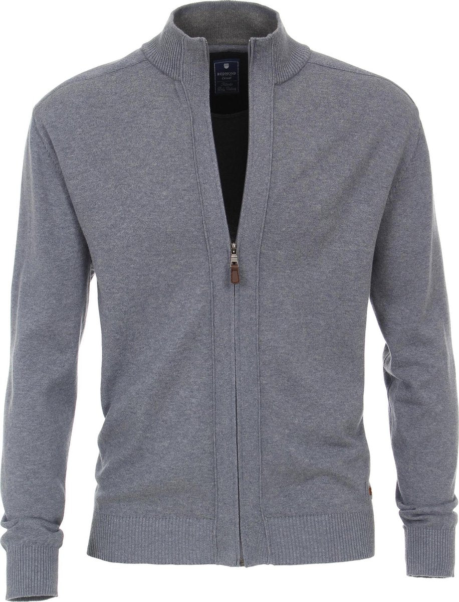 Redmond heren vest katoen - grijs/blauw melange -  Maat: 3XL