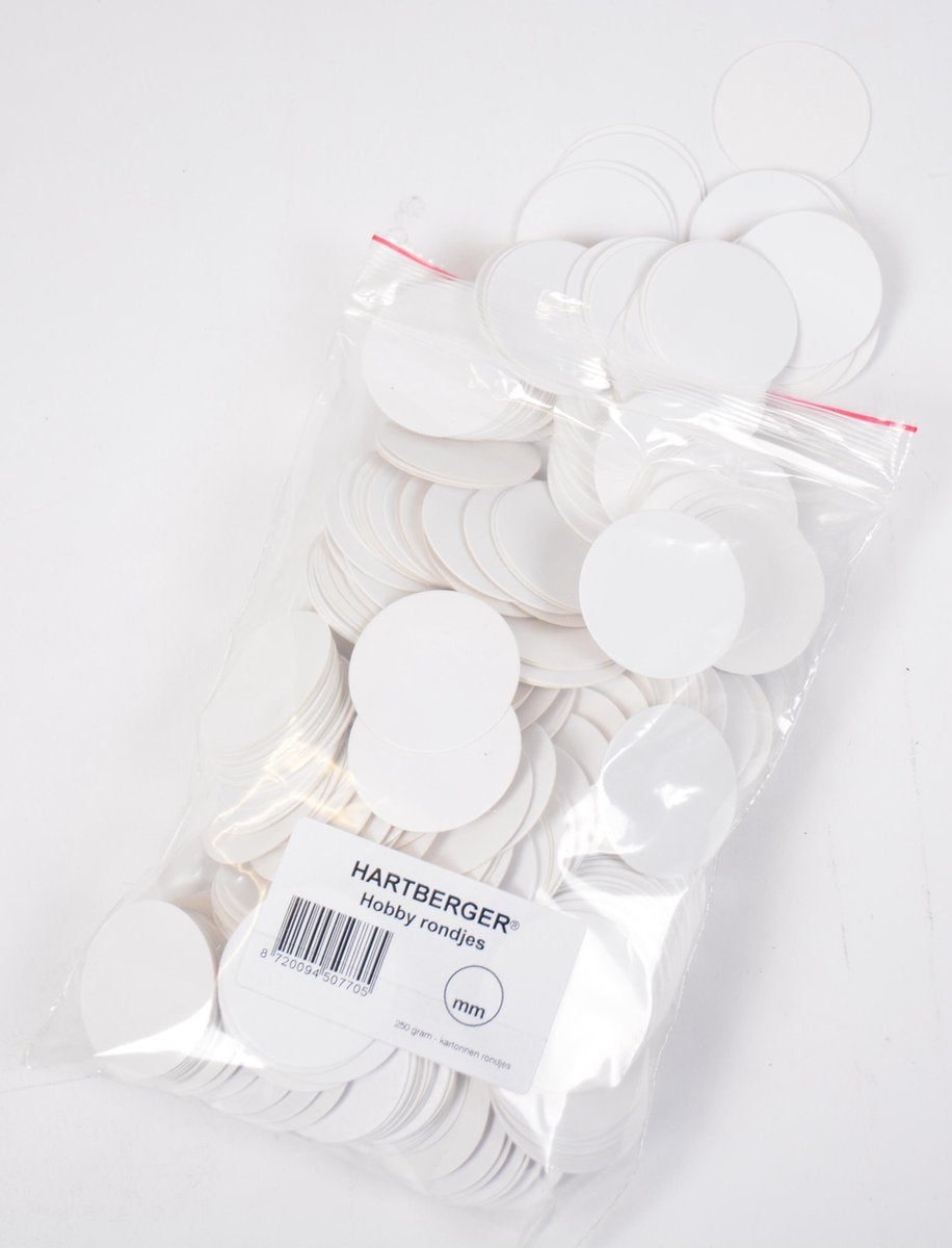 Hartberger Hobby rondjes – 250 gram - diameter: 35 mm - DIY hobby knutsel karton rondjes - ook geschikt als labels kraftpapier