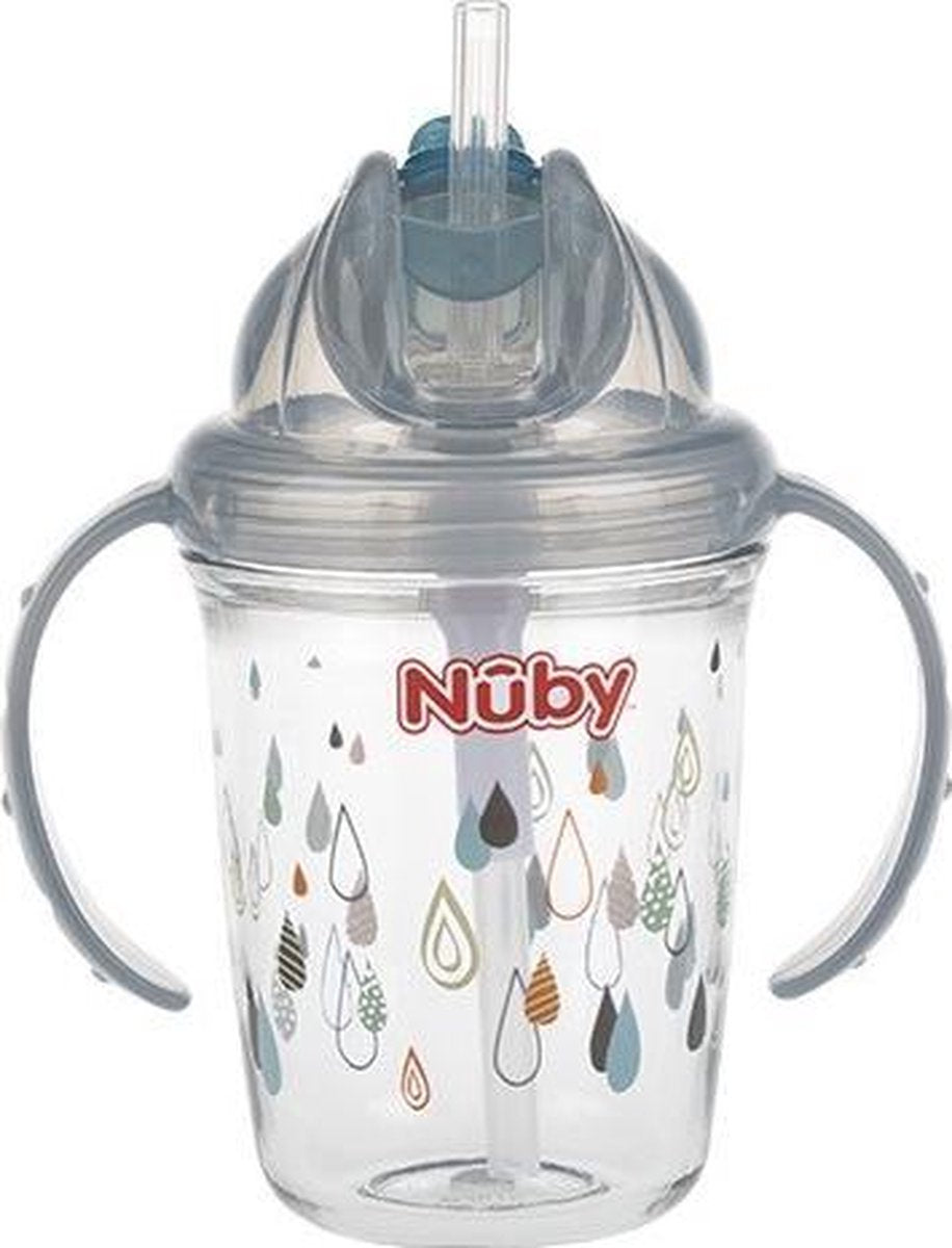 Nuby Flip-it Antilekbeker Tritan 240ml 12m+ Grijs