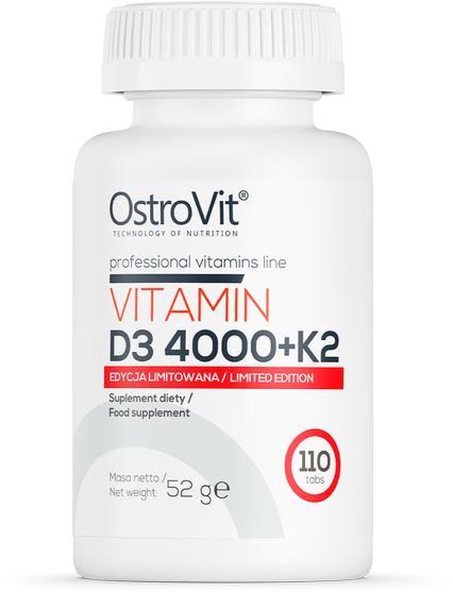 Vitaminen - Vitamin D3 4000 + K2 110 Tablets LIMITED EDITION OstroVit   + GRATIS Pill Box