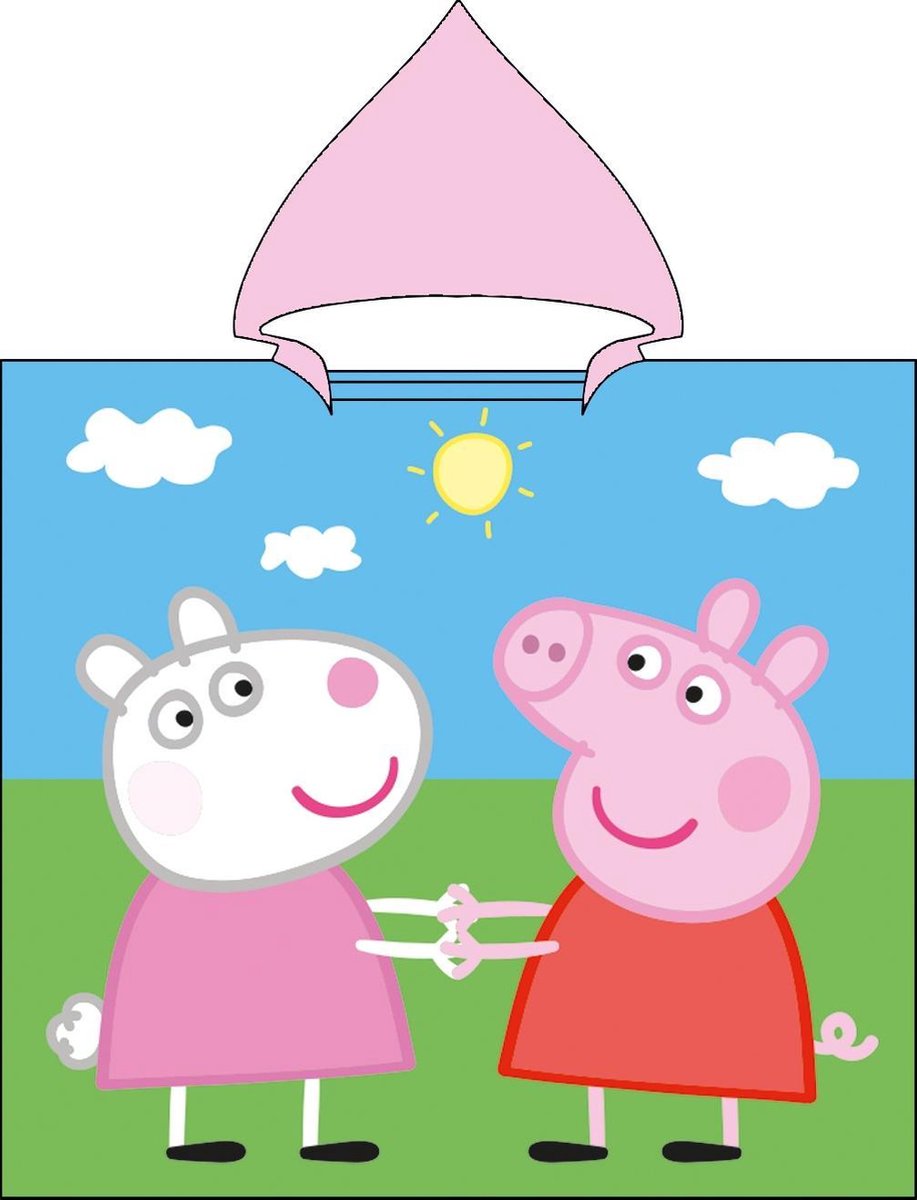 Peppa Pig Polyester Poncho Handdoek kind - 55 x 110 cm - Multi