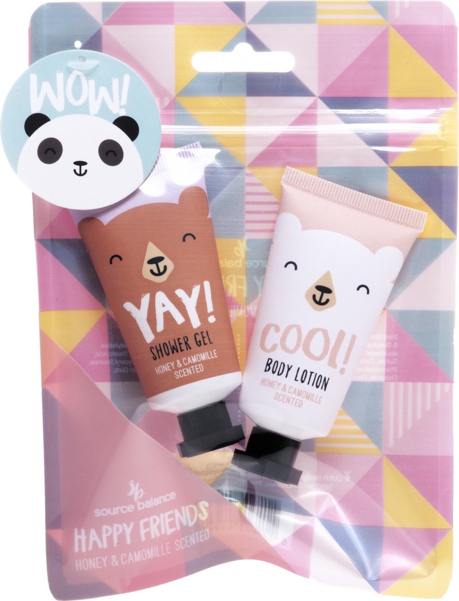 Treffina Badgeschenkset Happy Friends Meisjes Roze 2-delig