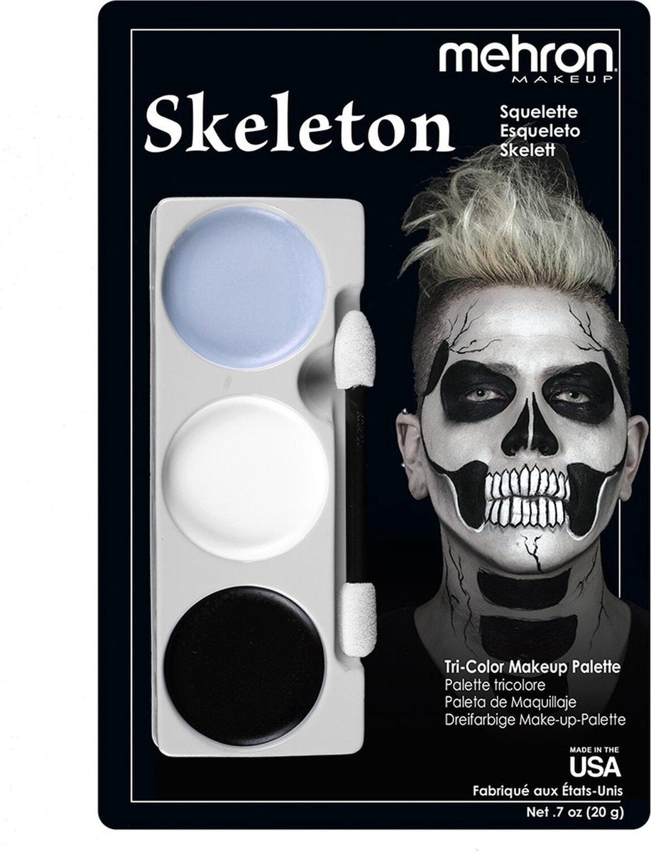 Mehron Schmink Palet met drie kleuren - Skelet
