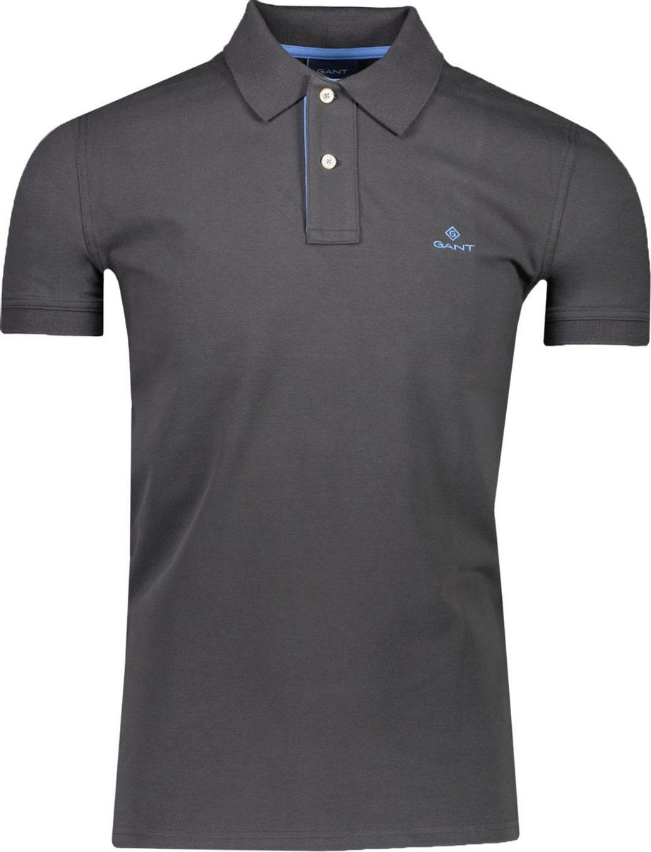 Gant Polo Grijs  - Maat M - Heren - Lente/Zomer Collectie - Katoen;Elastaan