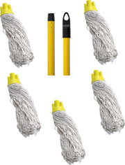 Maus spaanse mop met steel geel - 5 dweilen met 1 dweilstok