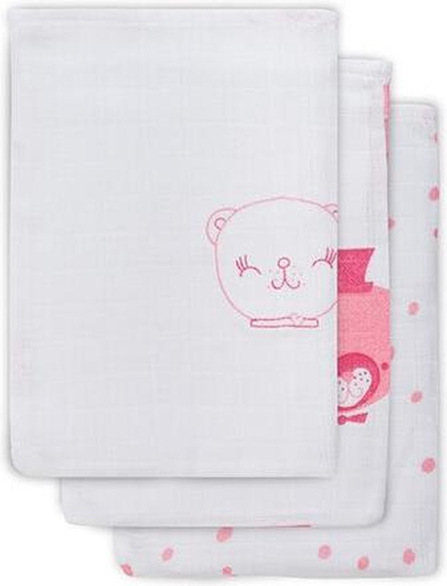 Hydrofiel washandje Funny bear pink (3pack)