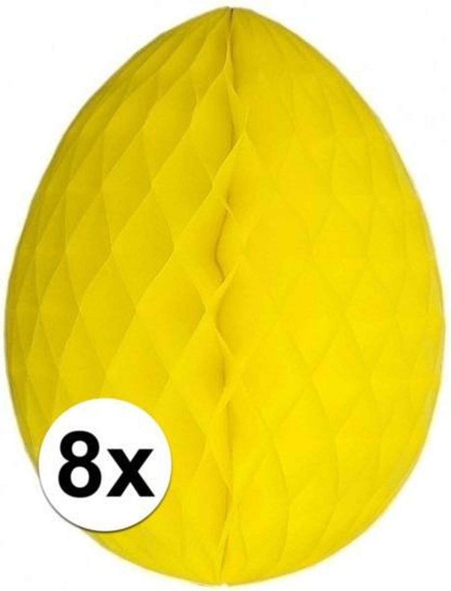8x Decoratie paasei geel 10 cm - Paasversiering / Paasdecoratie