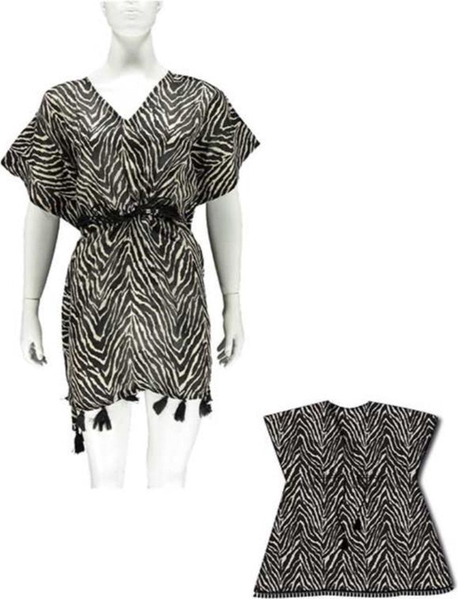 Overtop Dames Beach Zomerjurkje Kaftan Zebra