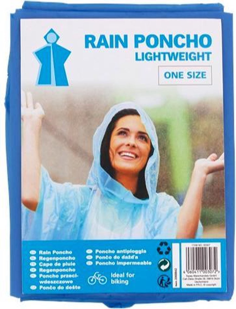 4x Regen Poncho - One size - Inclusief capuchon (4 stuks)