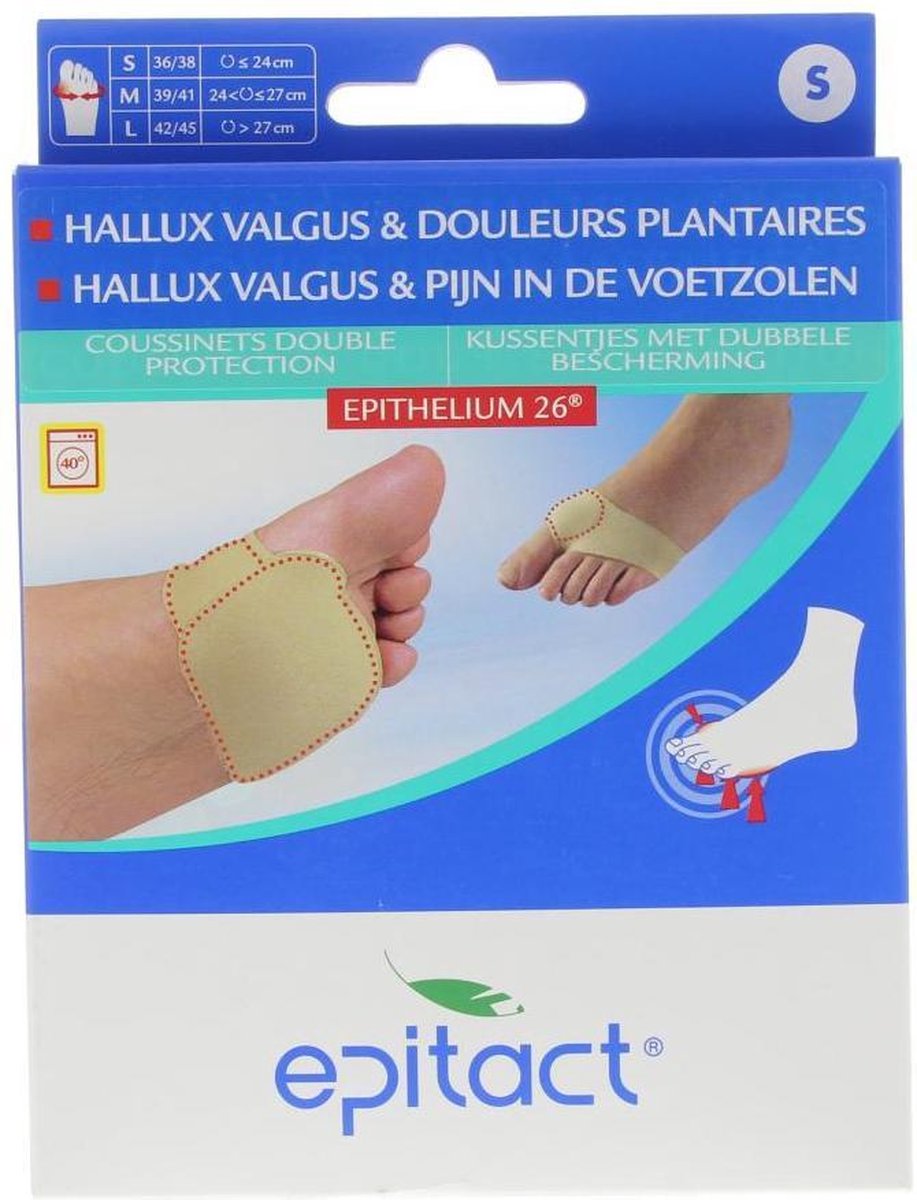 Epitact Epithelium 26 Hallux Valgus Kussentjes Met Dubbele Bescherming Ref.2373-157 Maat S 1stuks
