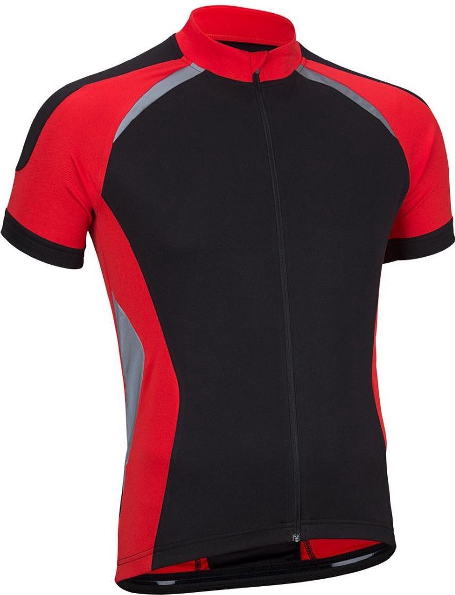 Avento Wielrenshirt - Heren - Zwart/Rood/Zilvergrijs - S