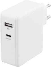 Deltaco USBC-AC127 oplader voor mobiele apparatuur Wit Binnen
