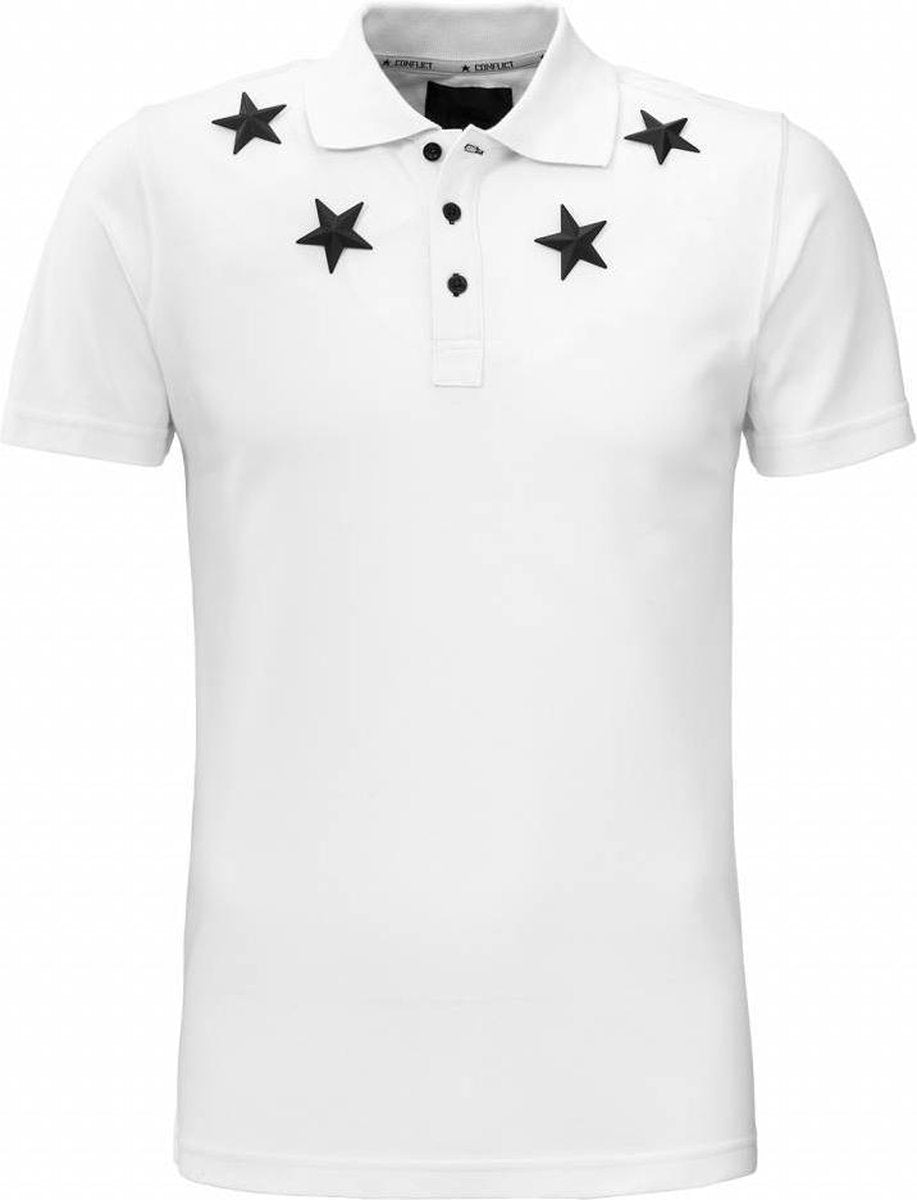 Conflict Polo Metal Stars White