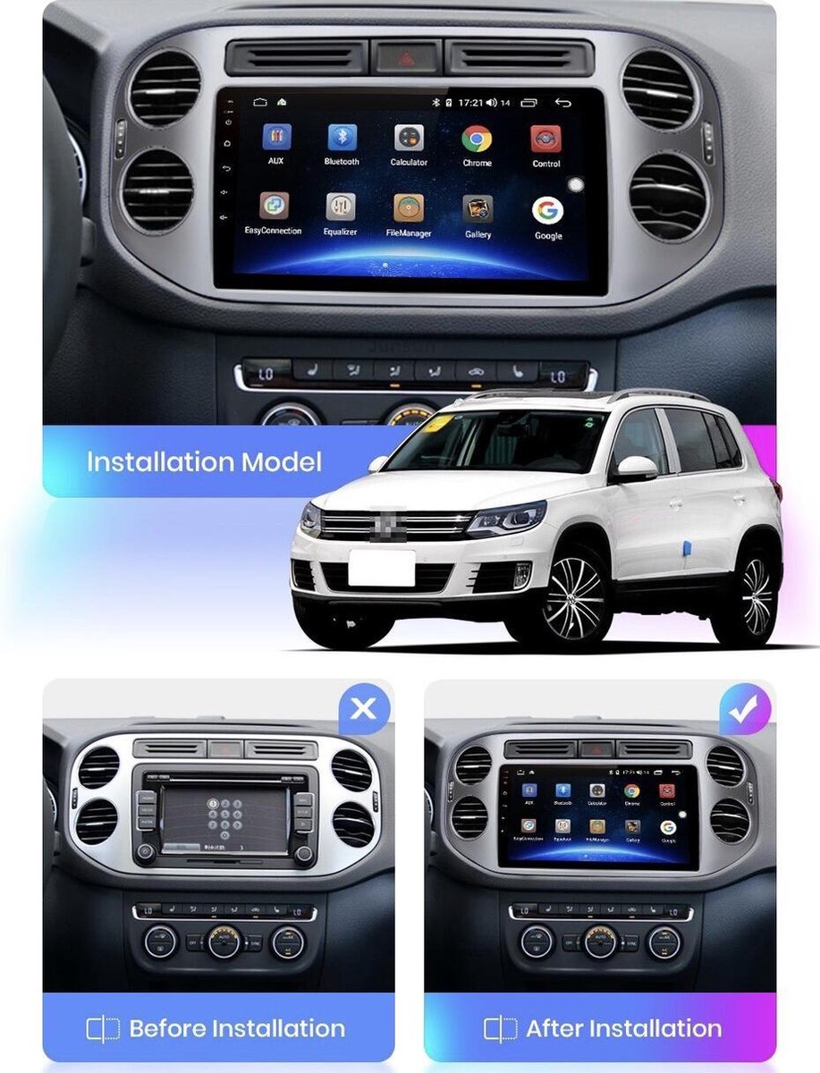 Volkswagen Tiguan 2007-2016 Android 10 navigatie en multimediasysteem Bluetooth USB WiFi 2+32GB