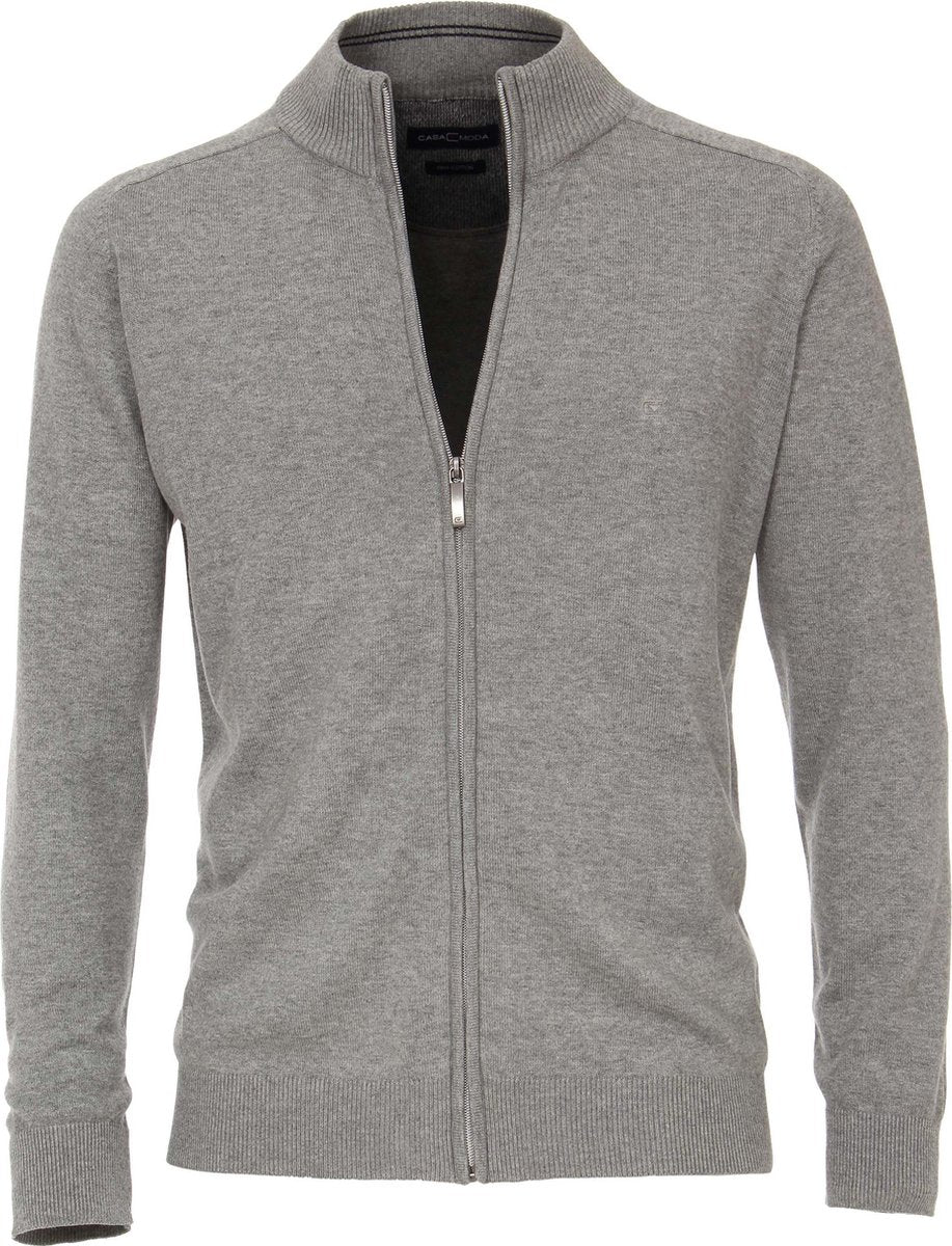 CASA MODA heren vest katoen - met rits - grijs -  Maat: 6XL