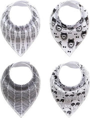JillyBee - Slab - Slabbetje - Slabber - Bandana - 4pack - Panda - Pandabeer - Leeuw - Leeuwen - Zwart - Wit