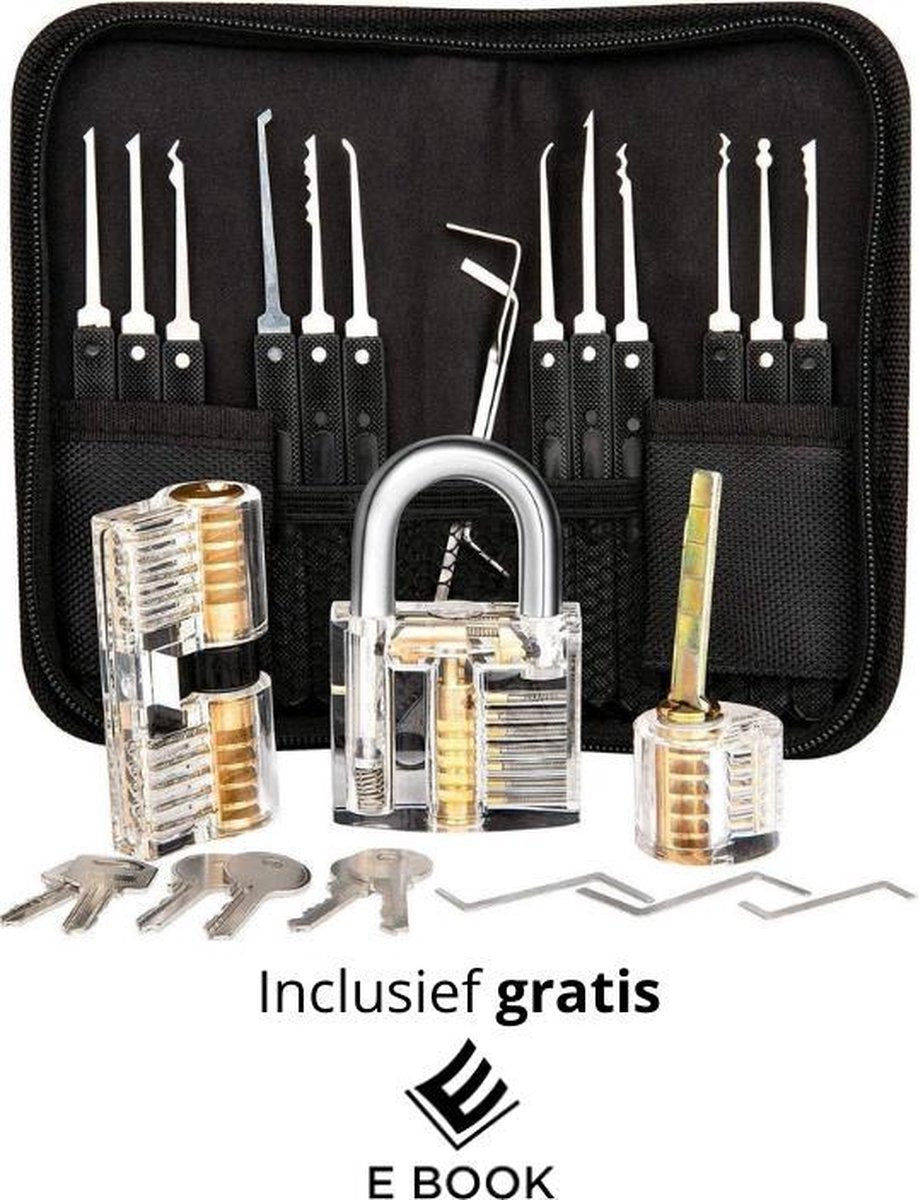 Uitgebreide Lockpick Set met 3 sloten - Lockpicking - Lock pick gereedschap tools - Lockpicken voor beginners en professionals - 2021 Versie- inclusief E-Book