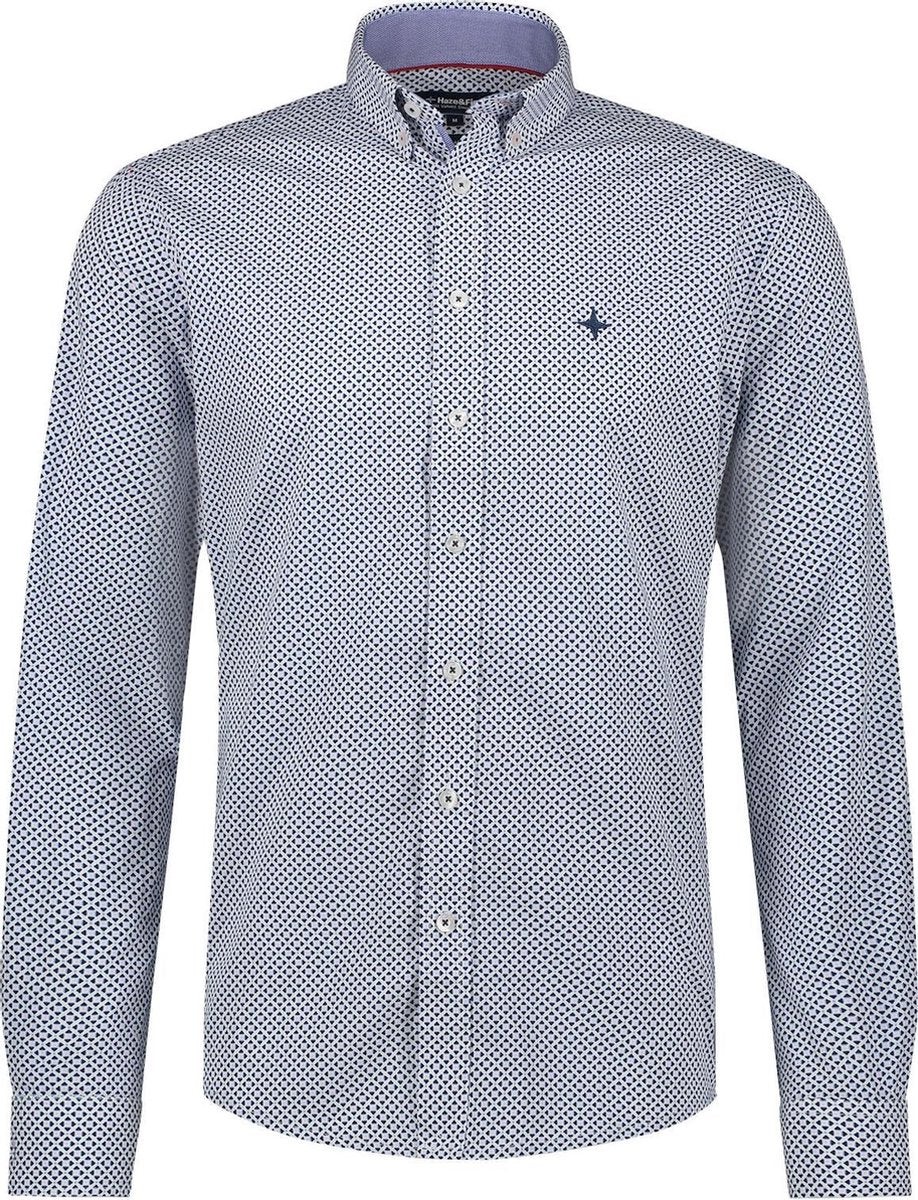 Haze&Finn Overhemd Print Wit/Navy (MC15-0110-21 - White-NavyTiles-PinkDot)
