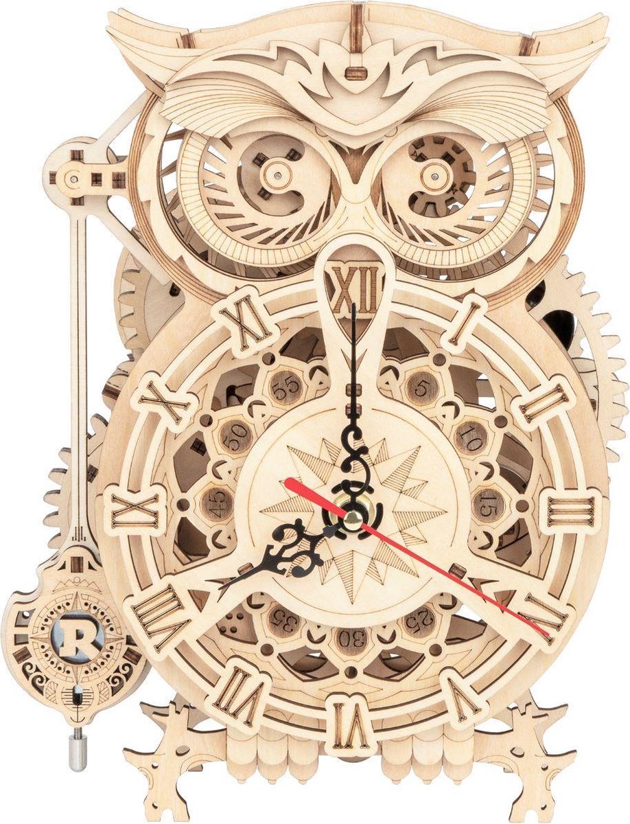 Robotime 3D puzzel modelbouw pakket Uil-klok bouwpakket (LK503)