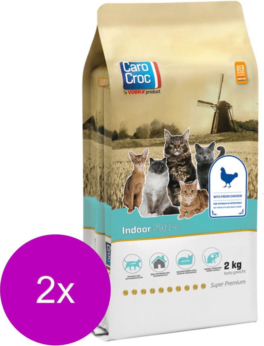 Carocroc Indoor 29/14 - Kattenvoer - 2 x 2 kg