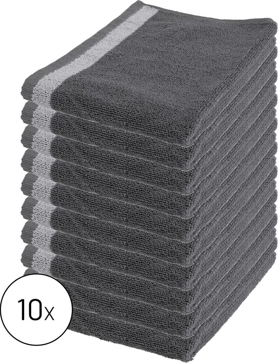 Byrklund Set Donker Grijs - 10x Keukendoek 50x50cm