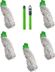Maus spaanse mop met steel groen - 5 dweilen met 1 dweilstok
