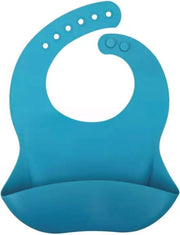Siliconen slabbetje met opvangbakje donkerblauw / in verschillende hippe kleuren / uitwasbaar / siliconen slabbertje / hygiënisch / unisex / waterdicht / 0-3 jr / meegroei / verstelbaar / cadeau / zwangerschapscadeau