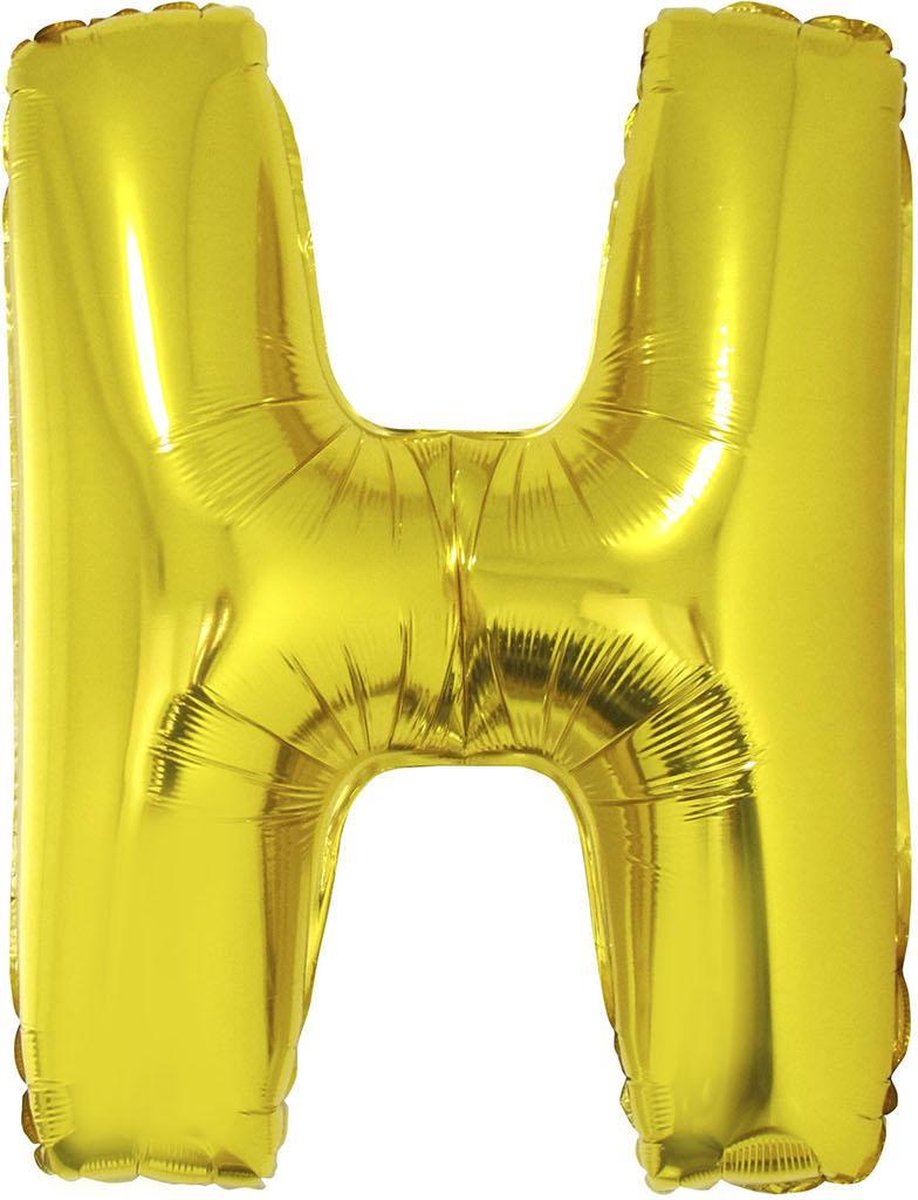 Grote folie ballon letter H Goud