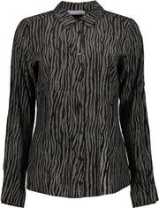 Blouse Gold Print 03648 Black/gold Combi