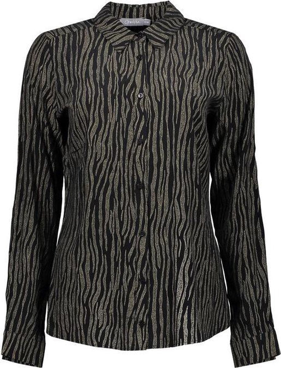 Blouse Gold Print 03648 Black/gold Combi