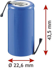 NiMH-batterij 4/5 SUB-C met 2000mAh en Z-soldeer tag in plastic jasje