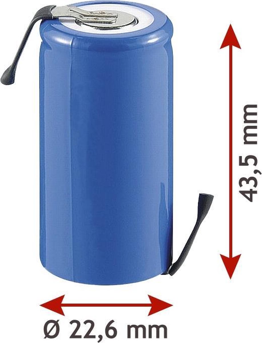 NiMH-batterij 4/5 SUB-C met 2000mAh en Z-soldeer tag in plastic jasje