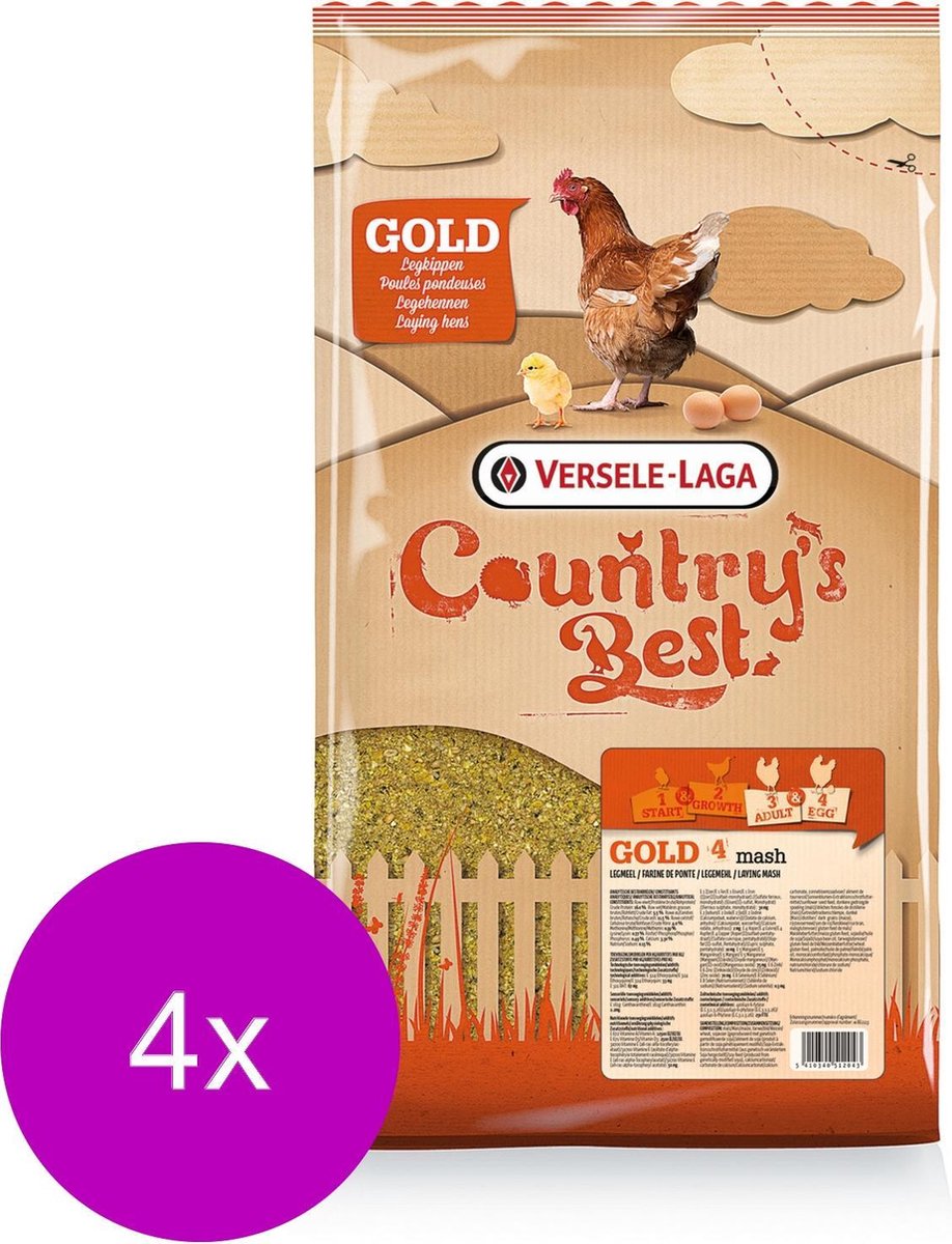 Versele-Laga Country`s Best Gold 4 Mash Legmeel - Kippenvoer - 4 x 5 kg Vanaf 1e Ei