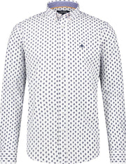Haze&Finn Overhemd Print Wit/Navy (MC15-0110-41 - White-Navyleaves)
