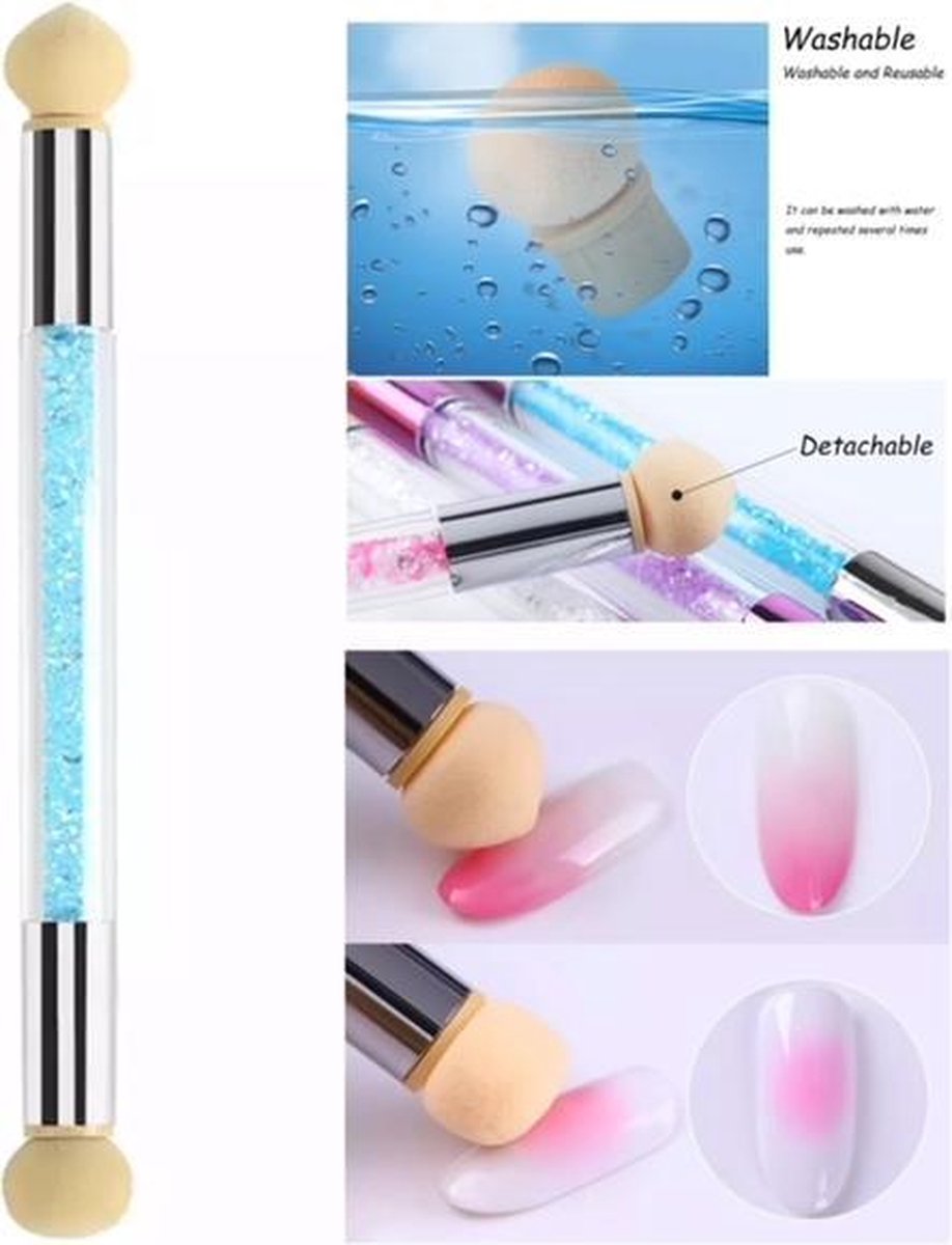 GUAPÀ - Nail Art Blooming Spons & Stempel Penseel voor het maken van Babyboom en Holografisch effecten op je nagels - Kleur Blauw