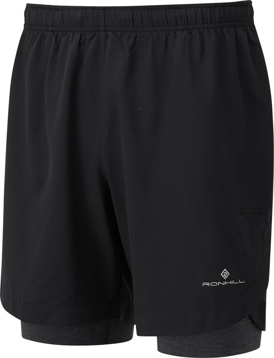Ronhill - Men's Life Running short / 7"Twin short - Zwart - maat: XL