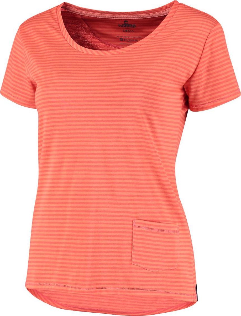 Nomad Alvito striped - Dames t-shirt - Peach maat XL