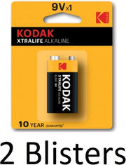 2 Stuks (2 Blisters a 1 st) Kodak XTRALIFE alkaline 9V