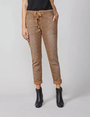 Tapered pant soft sweat printed - Kastanje