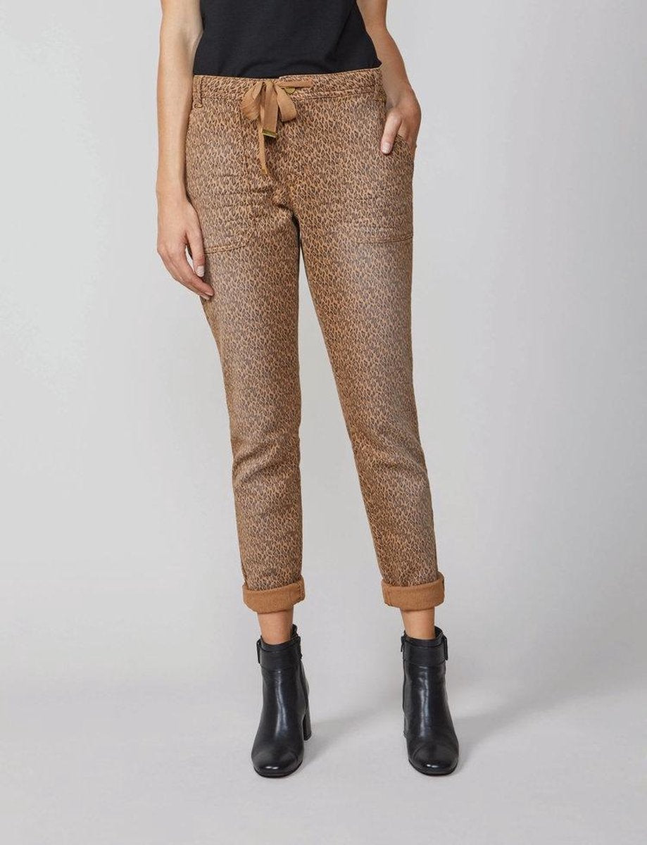 Tapered pant soft sweat printed - Kastanje