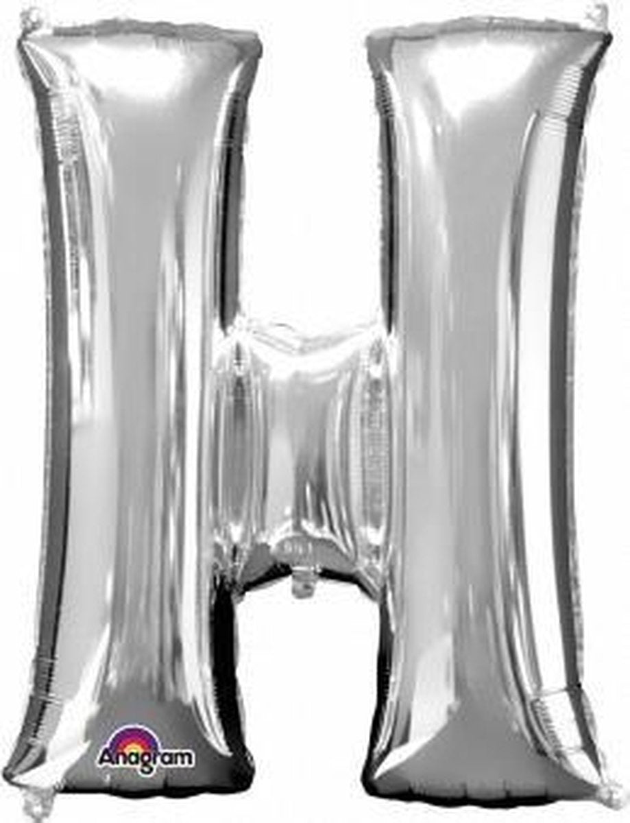 Letter H ballon zilver 86 cm