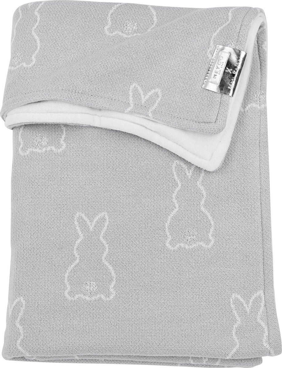 Meyco X Mrs.Keizer wiegdeken met velvet Rabbit - Silver - 75x100 cm